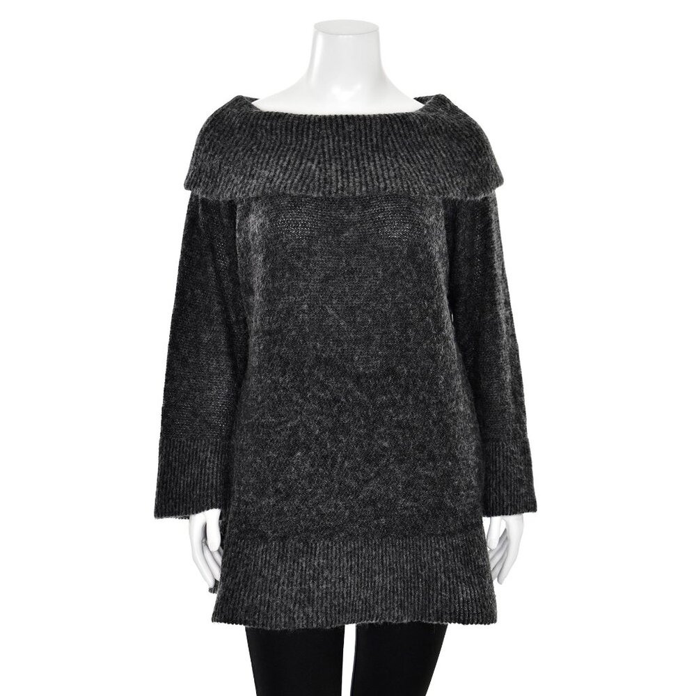 Eileen Fisher Mohair Blend Cowl Neck Pullover Sweater in Gray sz XL